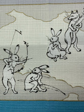 이미지를 갤러리 뷰어에 로드 , 小風呂敷　鳥獣人物戯画（ブルーイエロー）
