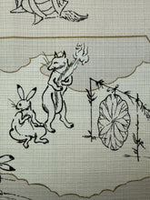 이미지를 갤러리 뷰어에 로드 , 小風呂敷　鳥獣人物戯画（グリーンピンク）
