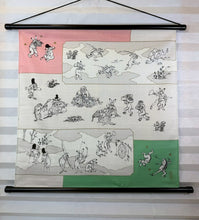 이미지를 갤러리 뷰어에 로드 , 小風呂敷　鳥獣人物戯画（グリーンピンク）
